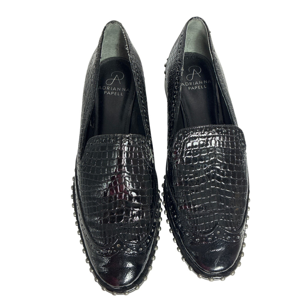 Adrianna Papell Black Embossed Slip On Loafers Women’s Size EU 38/US 8M