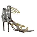 Bebe Silver Metallic Strappy Stiletto Sandals Size 11 4” Heels