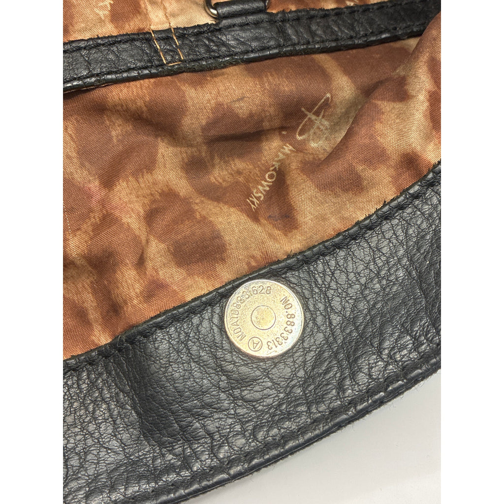 B Makowsky Black Leather Shoulder Bag Studded Hobo Slouchy Pebbled Leather Purse