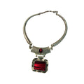 Antique Gold Statement necklace and earring set | Red Stone pendant |