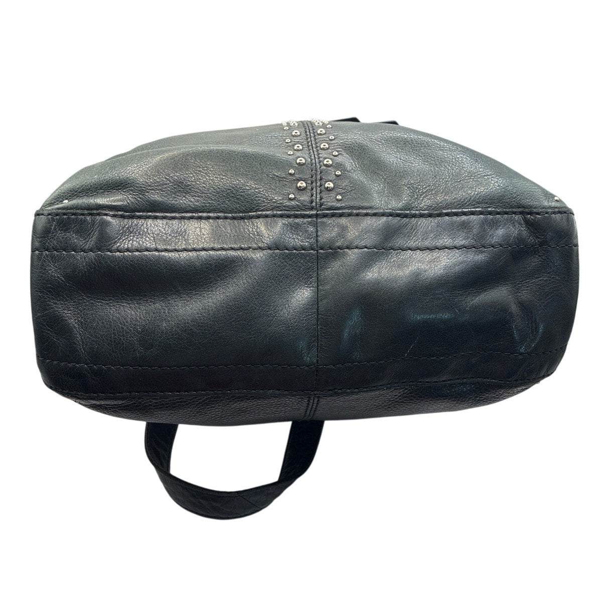 B Makowsky Black Leather Shoulder Bag Studded Hobo Slouchy Pebbled Leather Purse