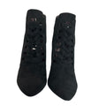 BCBG Black Suede Peep Toe Ankle Booties Women’s Size 10 Stiletto Heels
