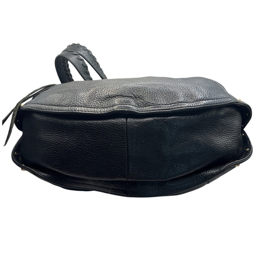 Aimee Kestenberg New York Black Pebbled Leather Hobo Bag Front Zip Pocket